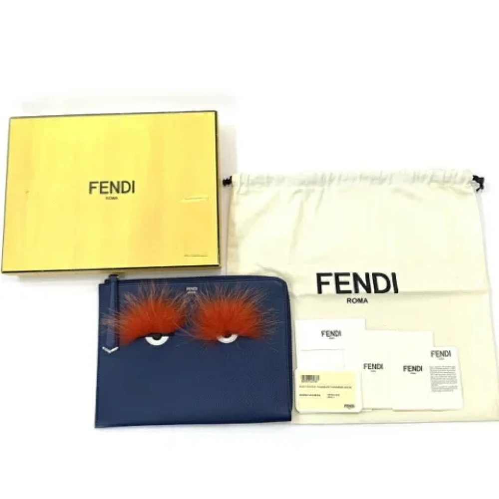 Fendi Vintage Pre-owned Leather clutches Blue Dames