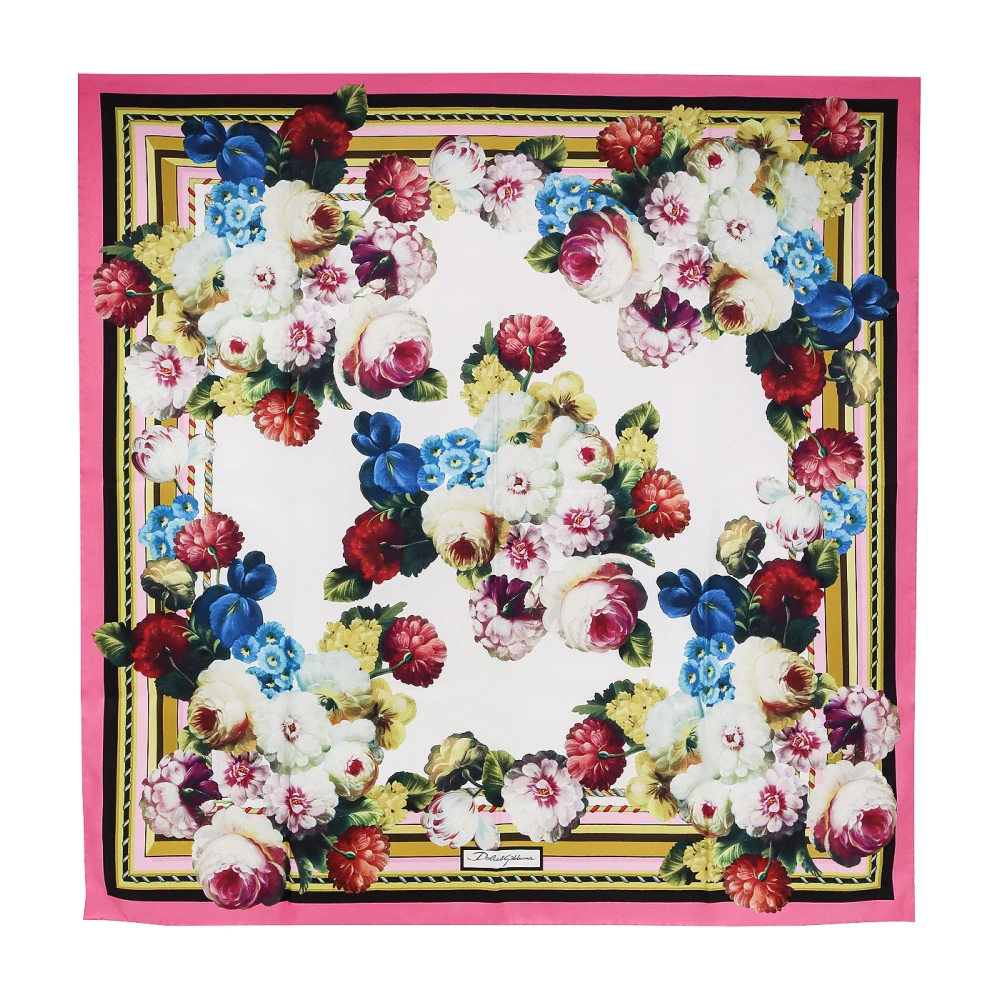 Dolce & Gabbana Multicolor Bloemenprint Zijden Sjaal Multicolor Dames
