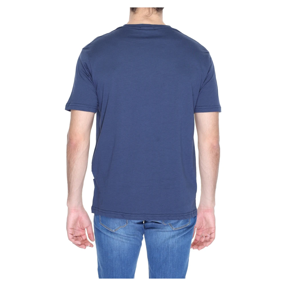 Gianni Lupo Blauw Katoenen T-shirt Ronde Hals Blue Heren