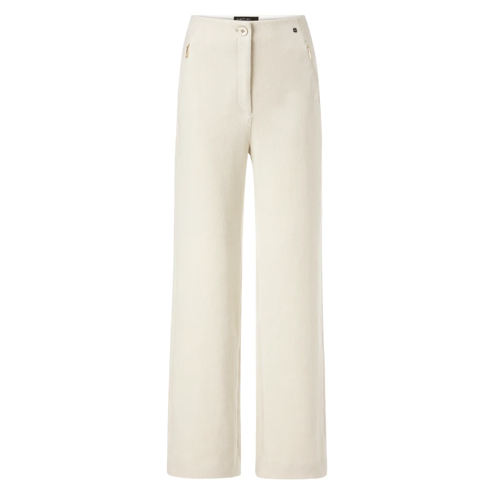 Marc Cain Corduroy Broek met Hoge Taille White Dames