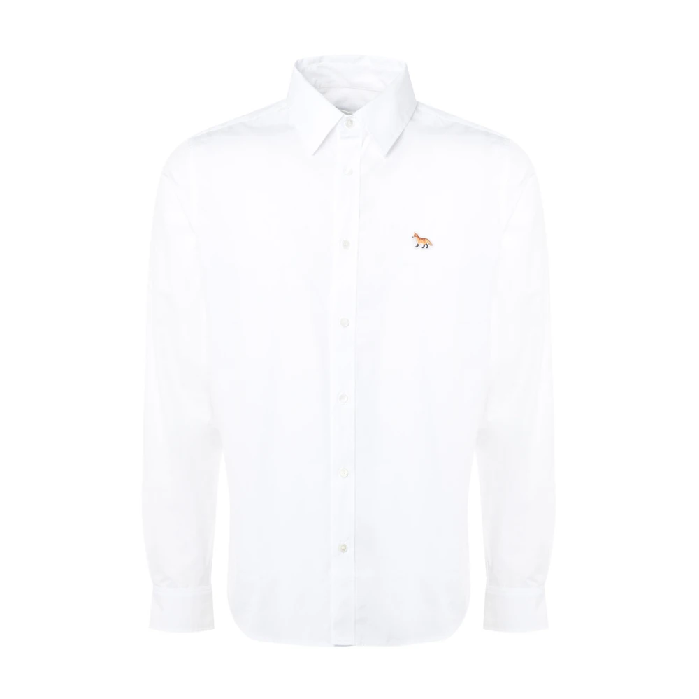 Maison Kitsuné Witte Katoenen Shirt met Voorlogo White Heren
