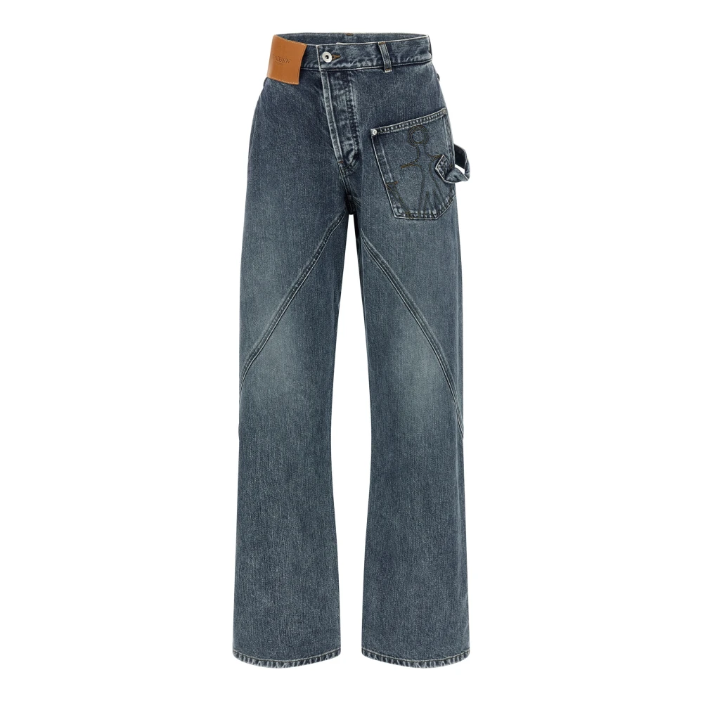 Jw Anderson Women's Blue Twisted Workwear Jeans - Straight Fit Jeans - W28 - Jeans