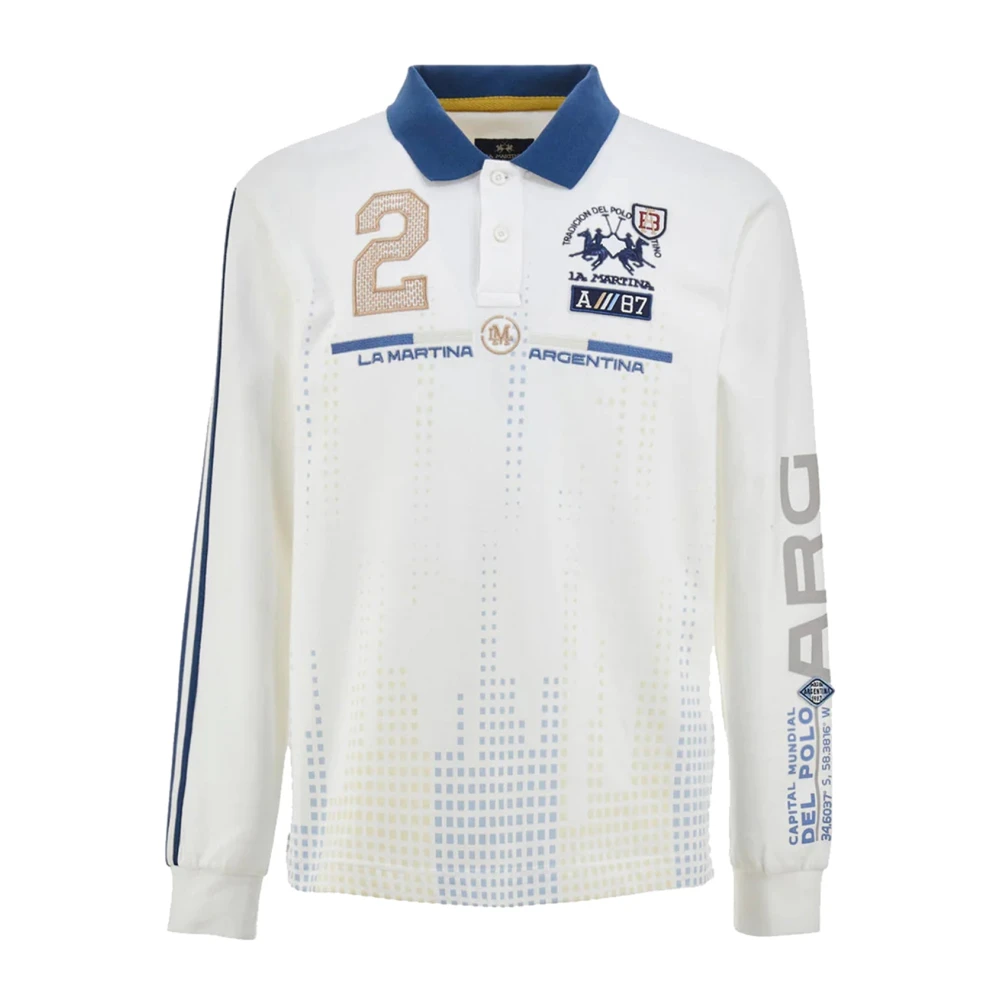 LA MARTINA Lange Mouw Argentinië Man Polo Shirt White Heren