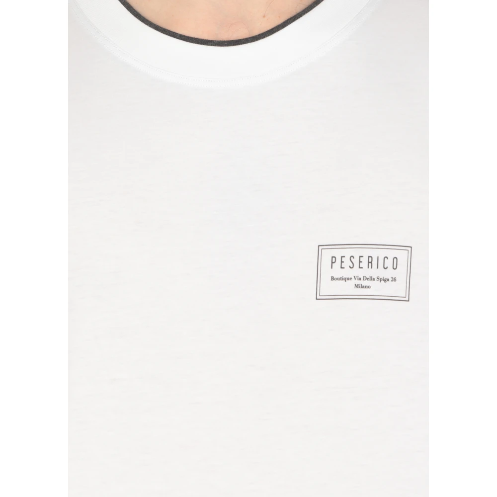 PESERICO Witte Katoenen T-shirt met Logo White Heren