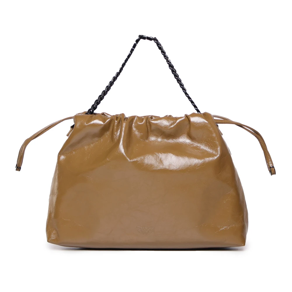 pinko Bruin Leren Kettinghandvat Trekkoordtas Brown Dames