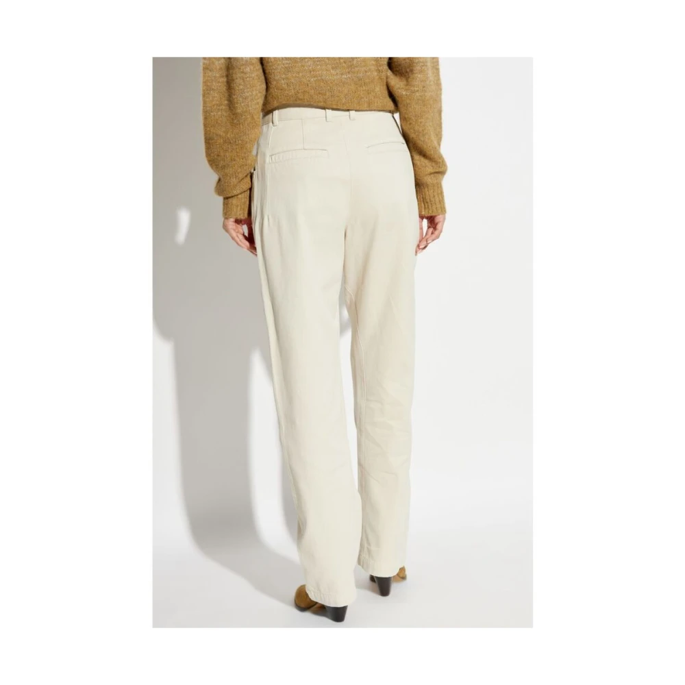 Isabel marant Ecru Katoenen Hoge Taille Broek Beige Dames