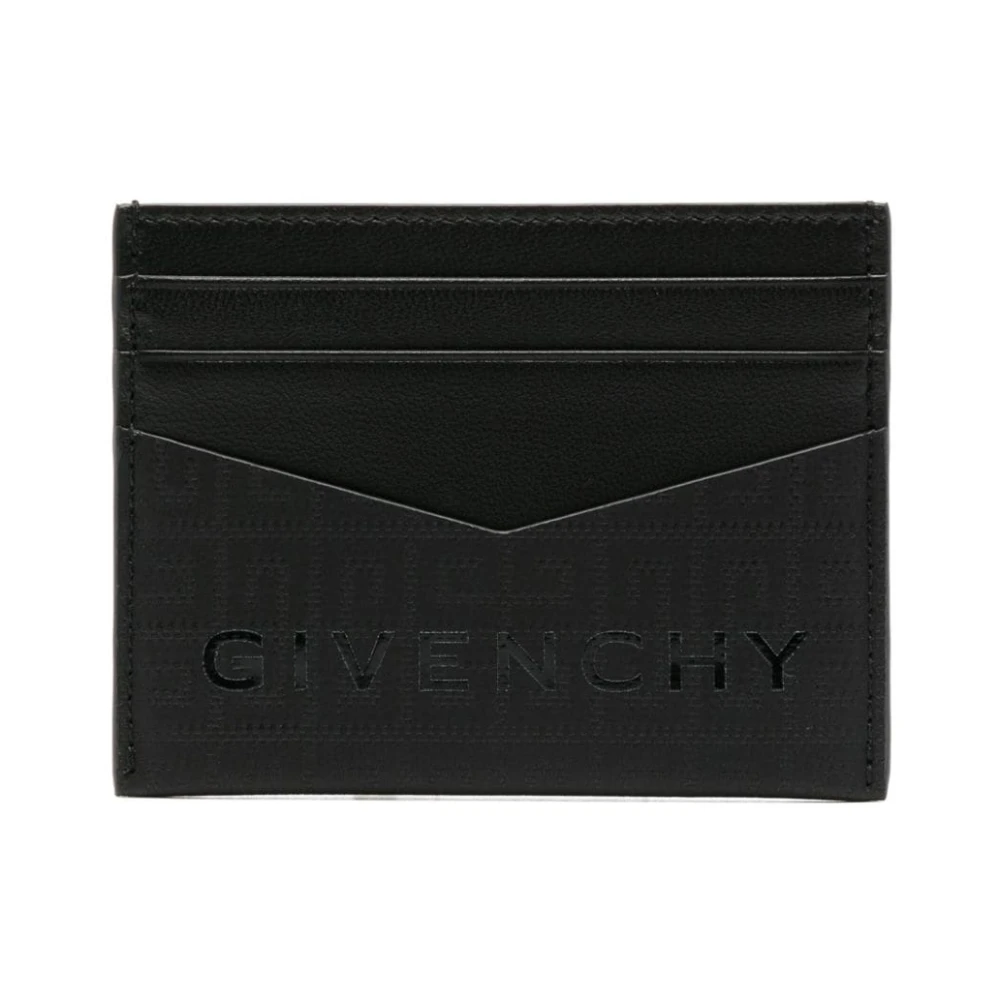 Givenchy Zwarte leren portemonnee met 4G-logo Black Heren
