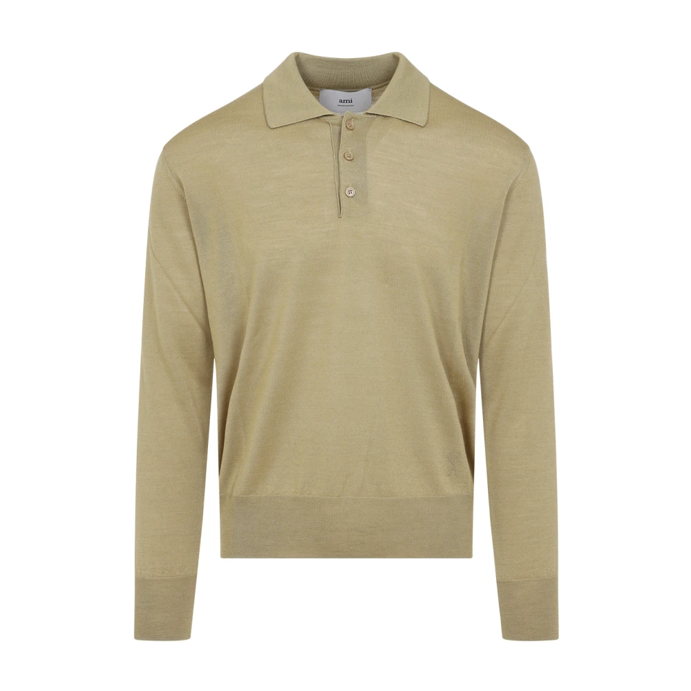 Ami Paris Wol-zijde T-shirt Beige Heren
