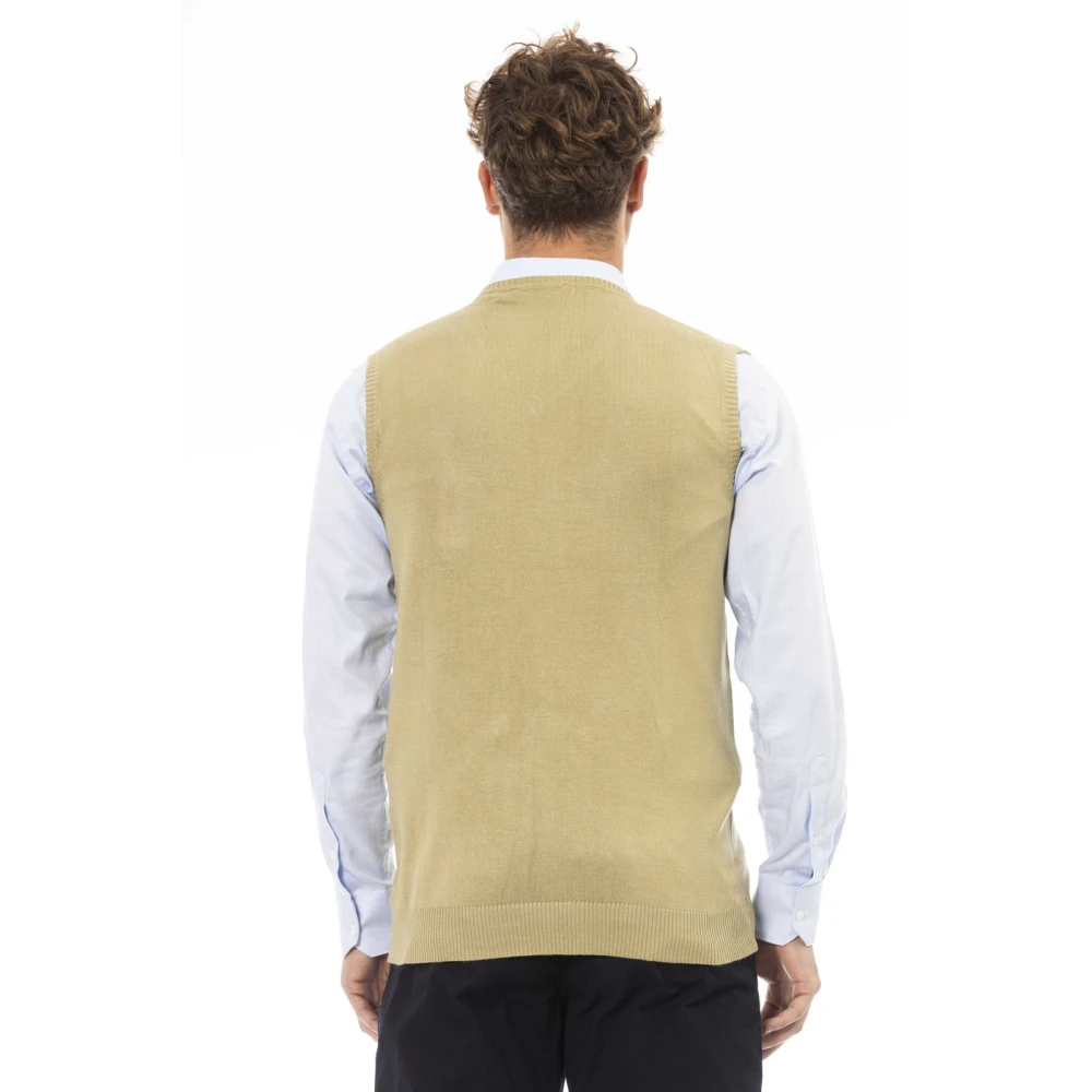 Alpha Studio V-hals Gebreid Vest Regular Fit Beige Heren