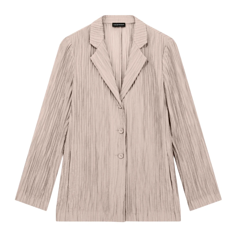 Emporio Armani Vrouw Beige Jassen Dames, M, Pleated Blazer