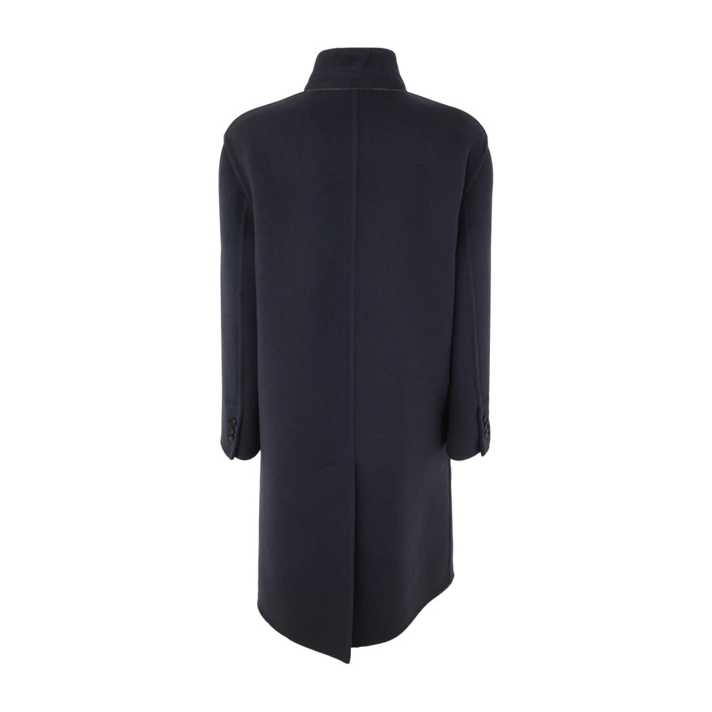 BRUNELLO CUCINELLI Stijlvolle dubbelrijige overjas Blue Dames