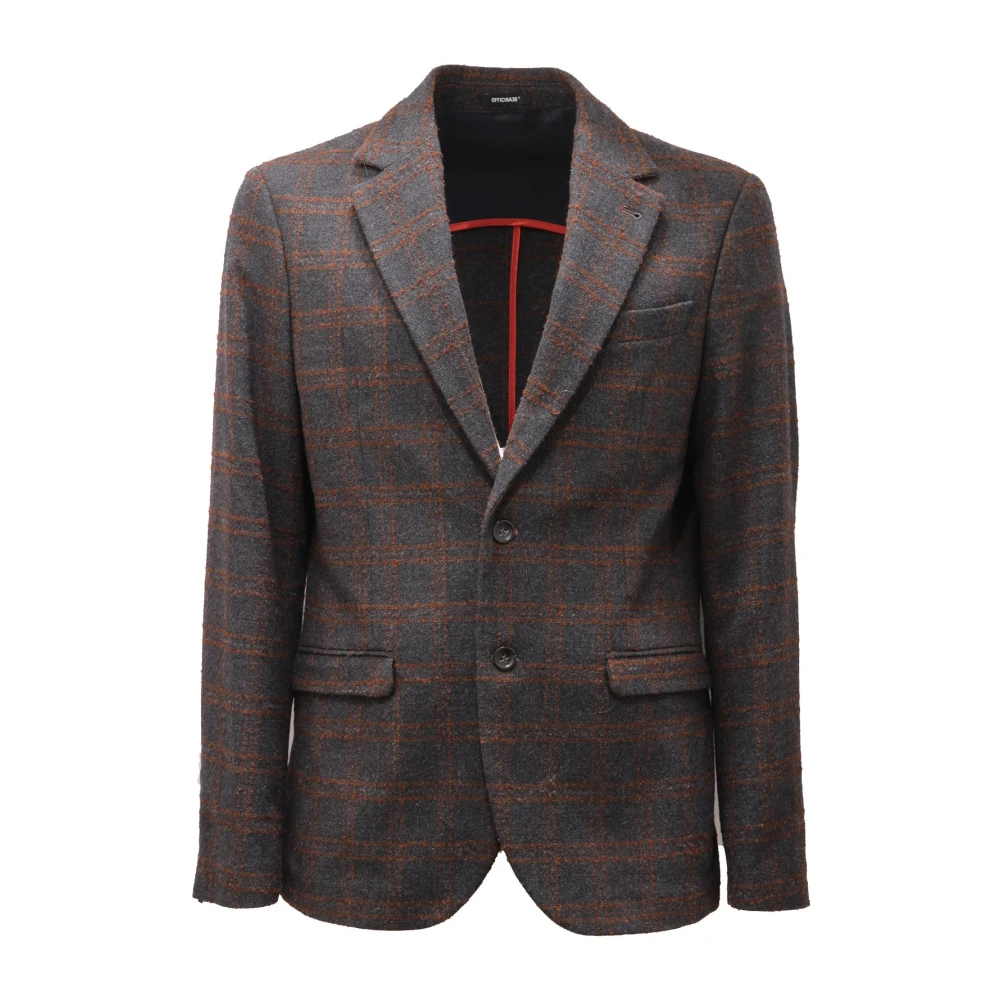 Officina36 Men's Gray Blazers, L, Wool Cotton Jacket Anthracite