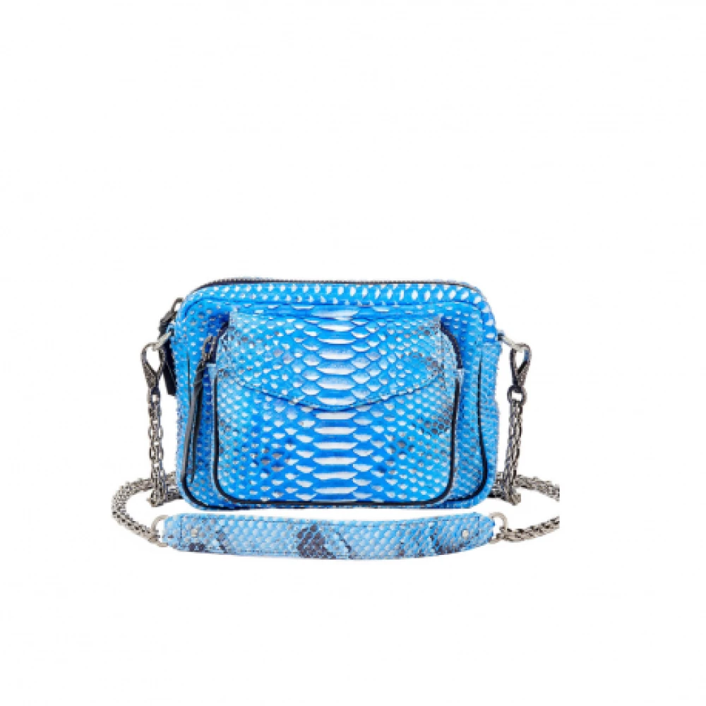 Claris Virot Indigo Python Ketting Schoudertas Blue Dames