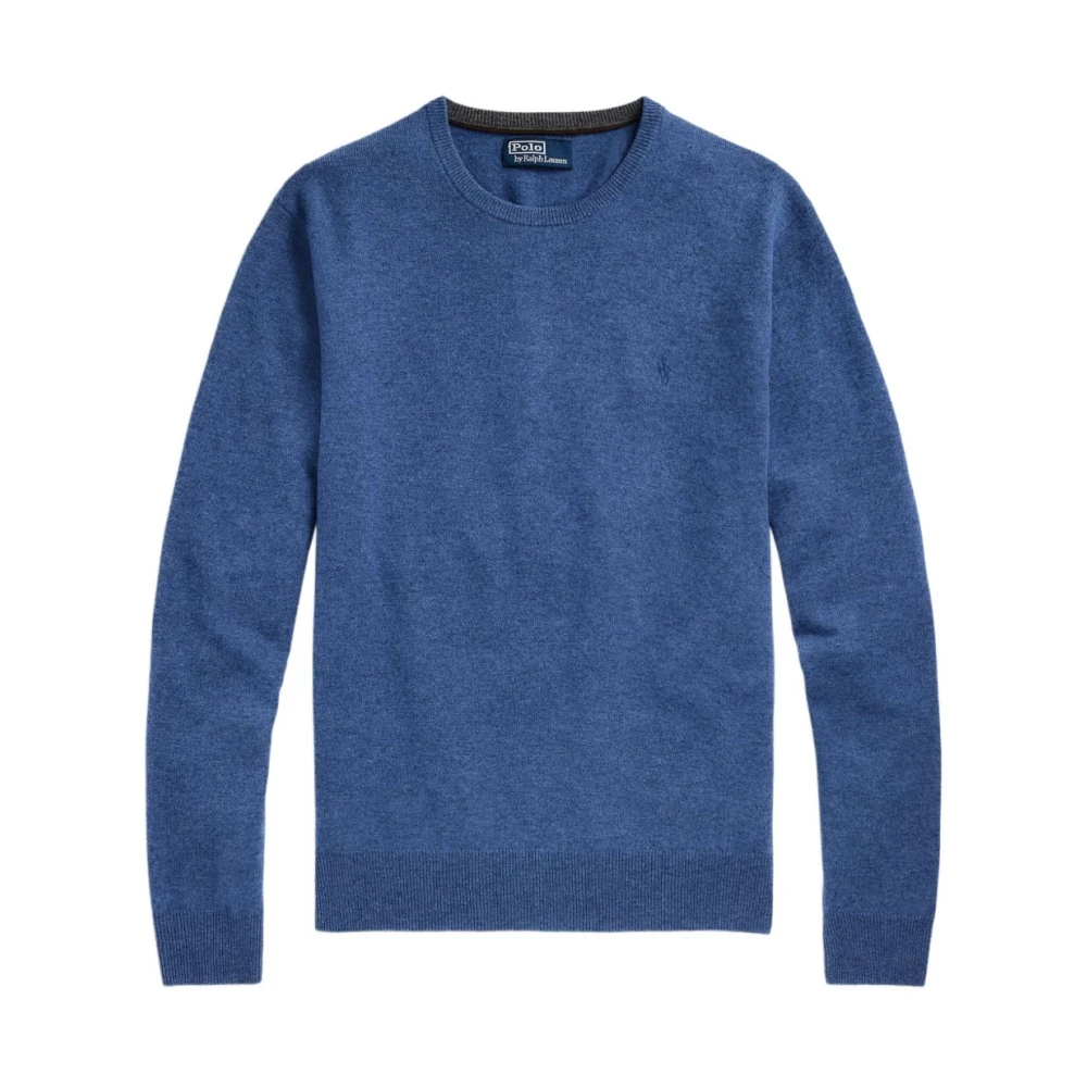 Polo Ralph Lauren Men's Blue Round-Neck Knitwear, 2XL, Logo Wool Jumper