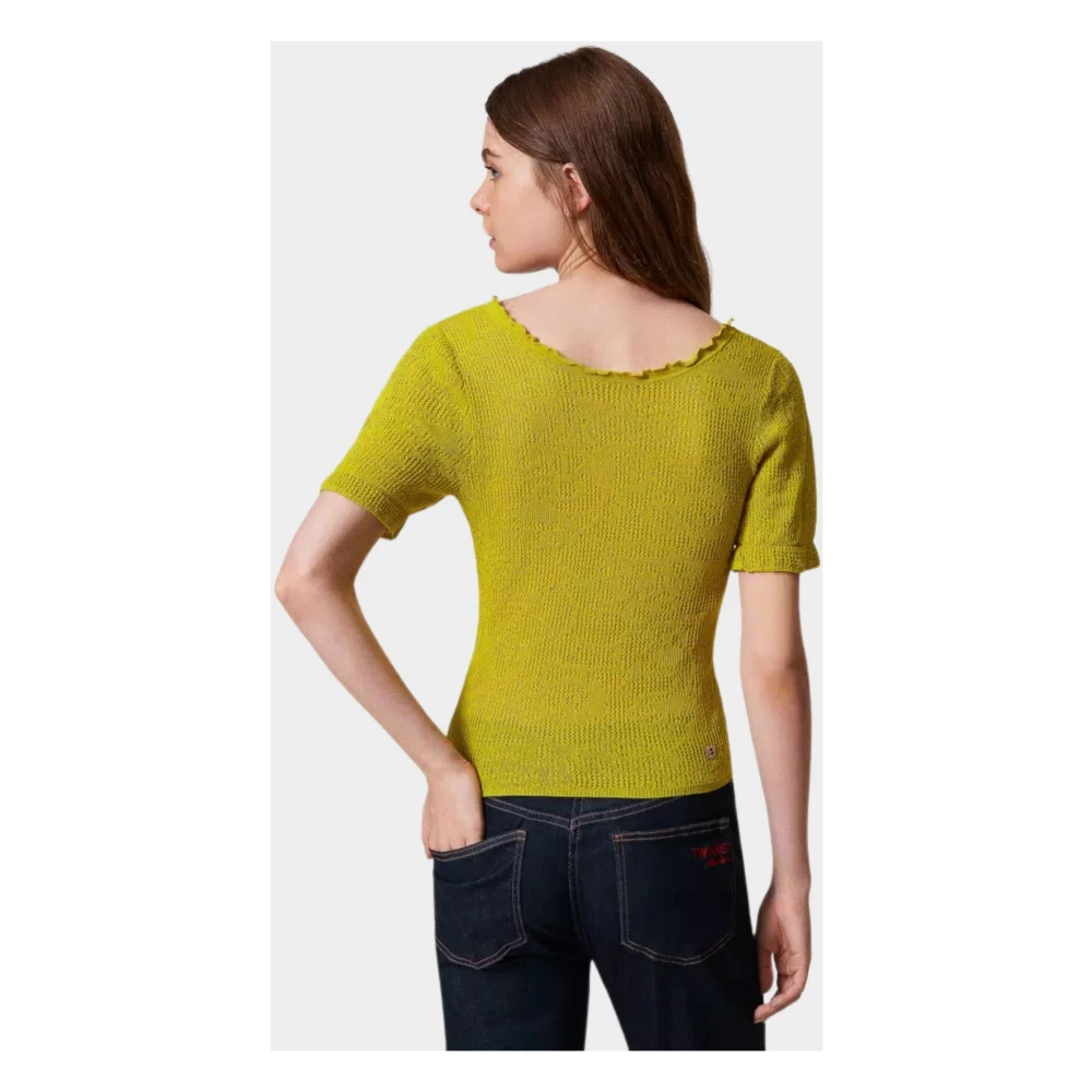 Twinset Omkeerbare Bloemen Jacquard Trui Green Dames