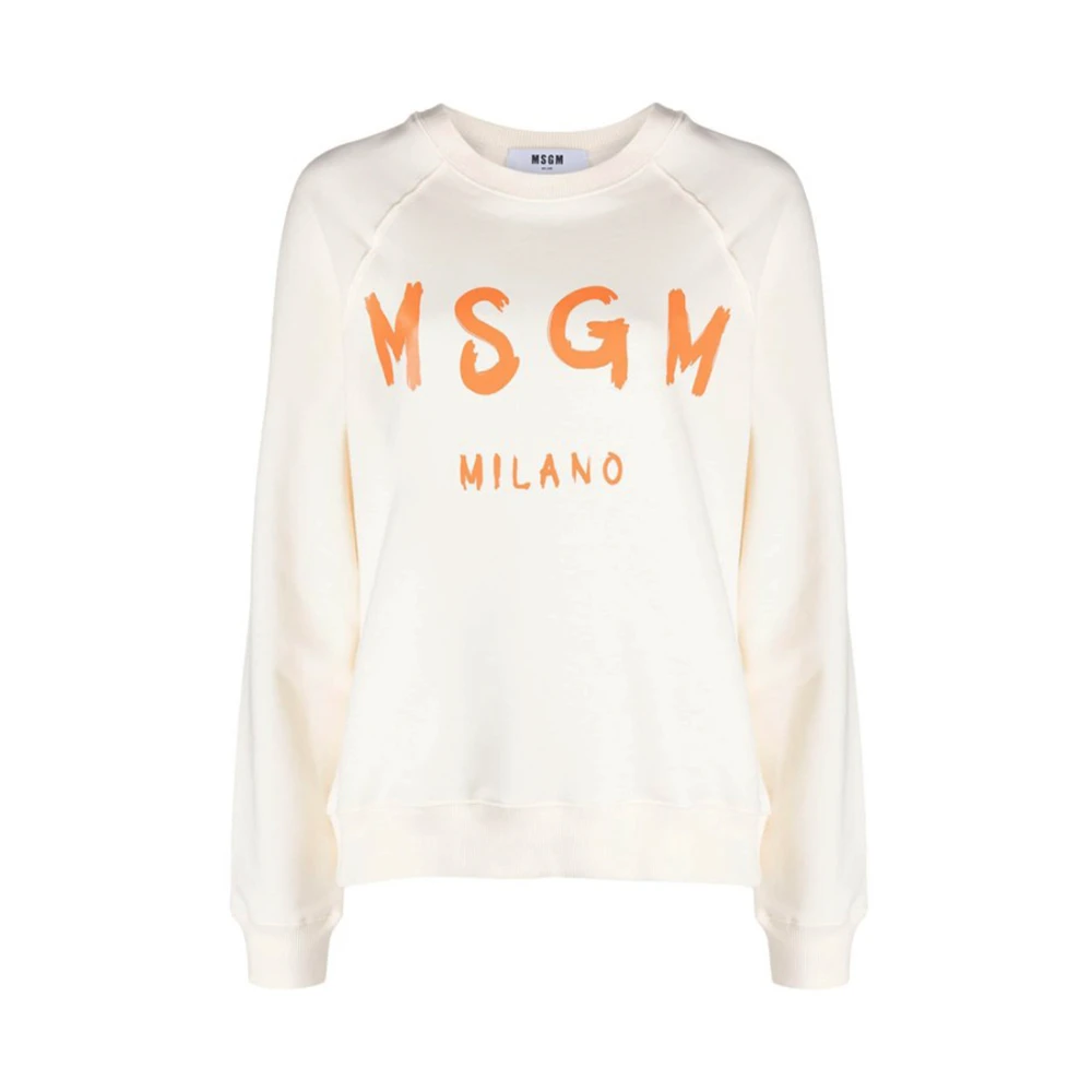 Msgm Logo-print Katoenen Sweatshirt White Dames