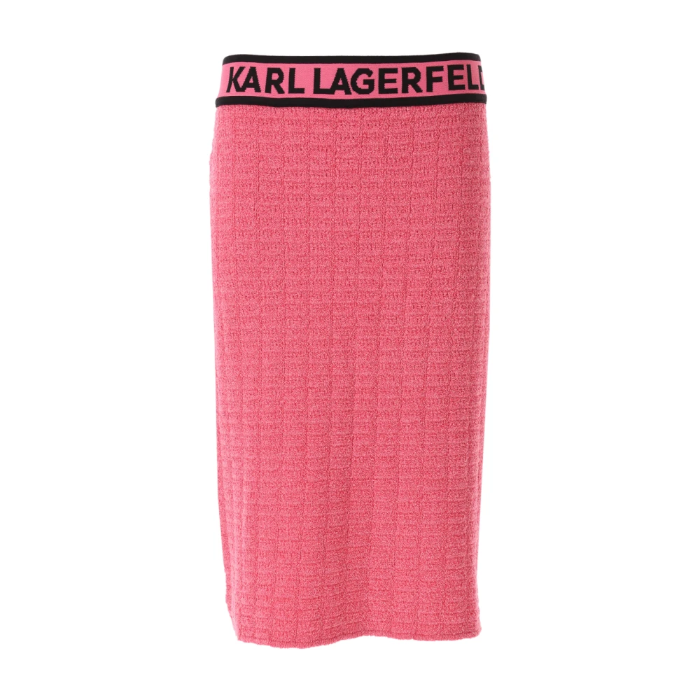 Karl Lagerfeld Elegante Roze Bouclé Gebreide Rok Pink Dames
