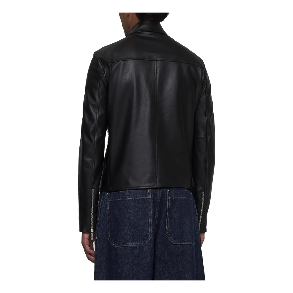 Tagliatore Zwart Leren Bikerstijl Jas Black Heren