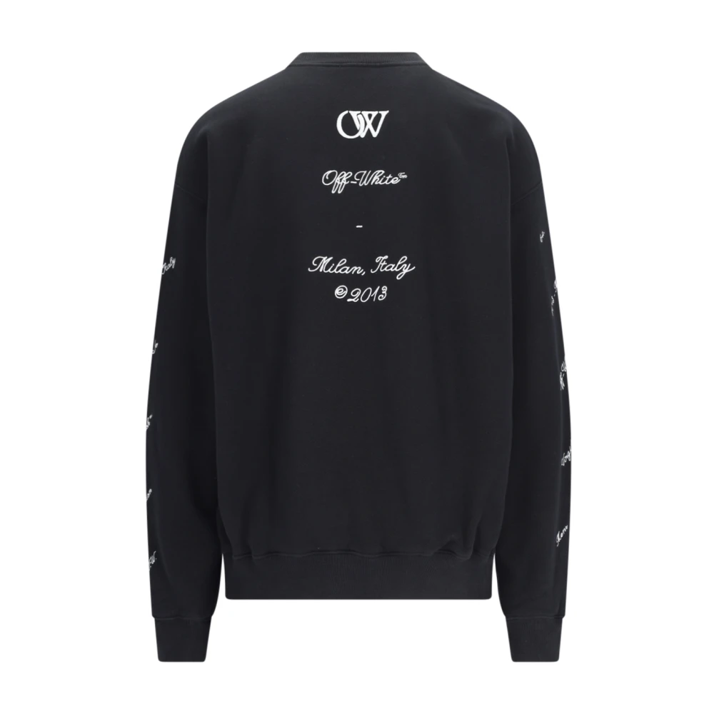 Off White Zwarte Logo Sweater Katoen Contrast Print Black Heren