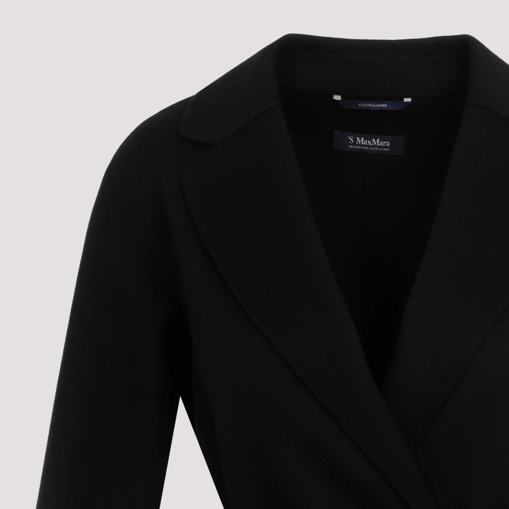Max Mara Zwarte Wollen Ceintuurjas Black Dames