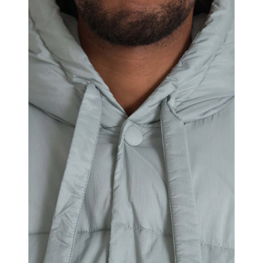 Dolce & Gabbana Gewatteerde Hooded Pufferjas Blauw Blue Heren