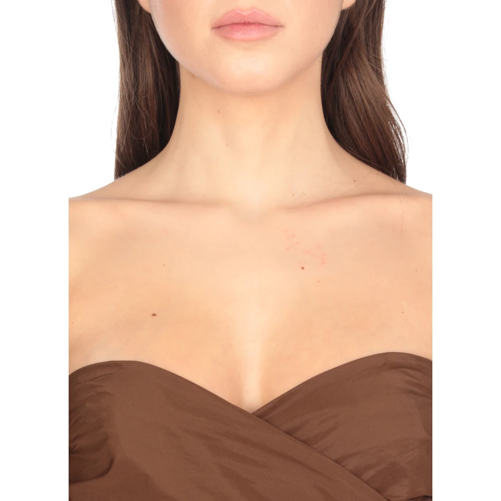 pinko Bruine Jurk met Hartvormige Halslijn en Mouwloos Brown Dames