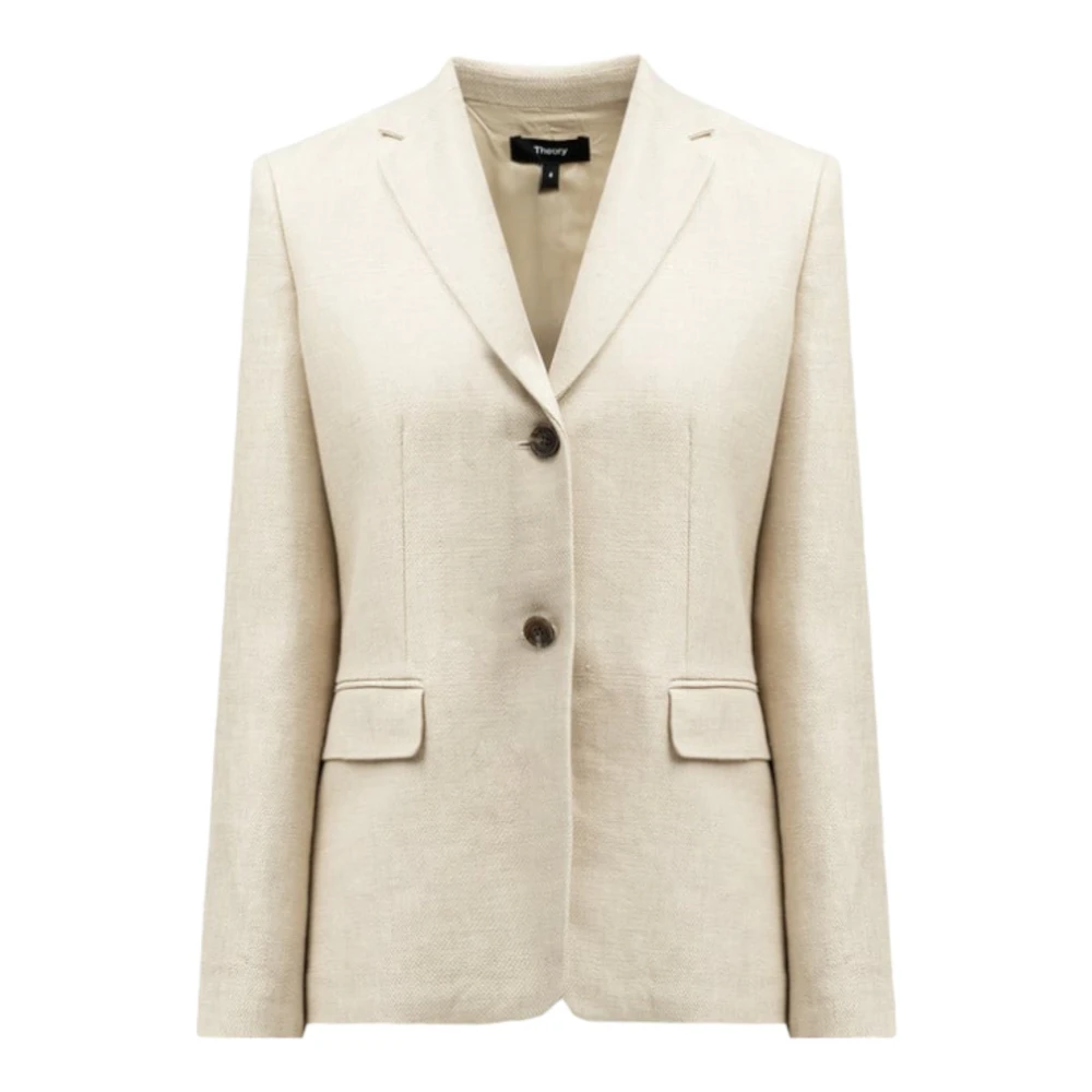 Beige Lin Blazer med Lommer