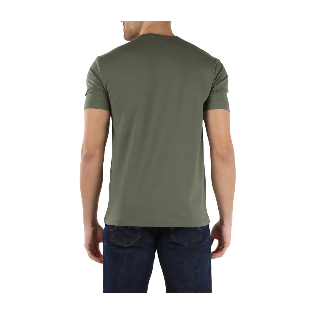 Emporio Armani EA7 Stretch Katoenen T-shirt met Reliëf Logo Print Green Heren