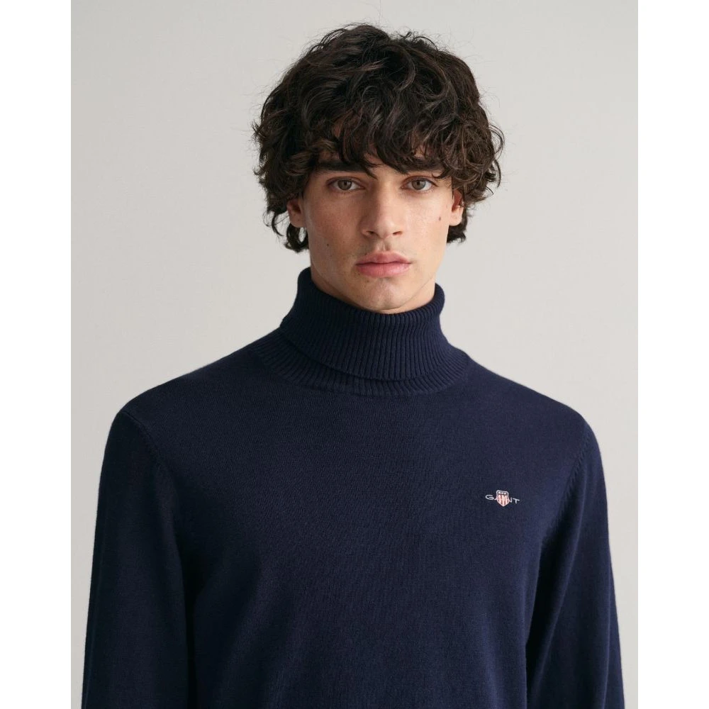 Gant Marineblauwe Hoge Nek Coltrui Blue Heren