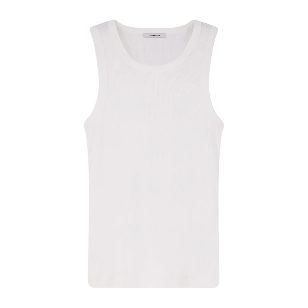 Entire Studios Women's White Sleeveless Tops, L, Ribbed Tank Top