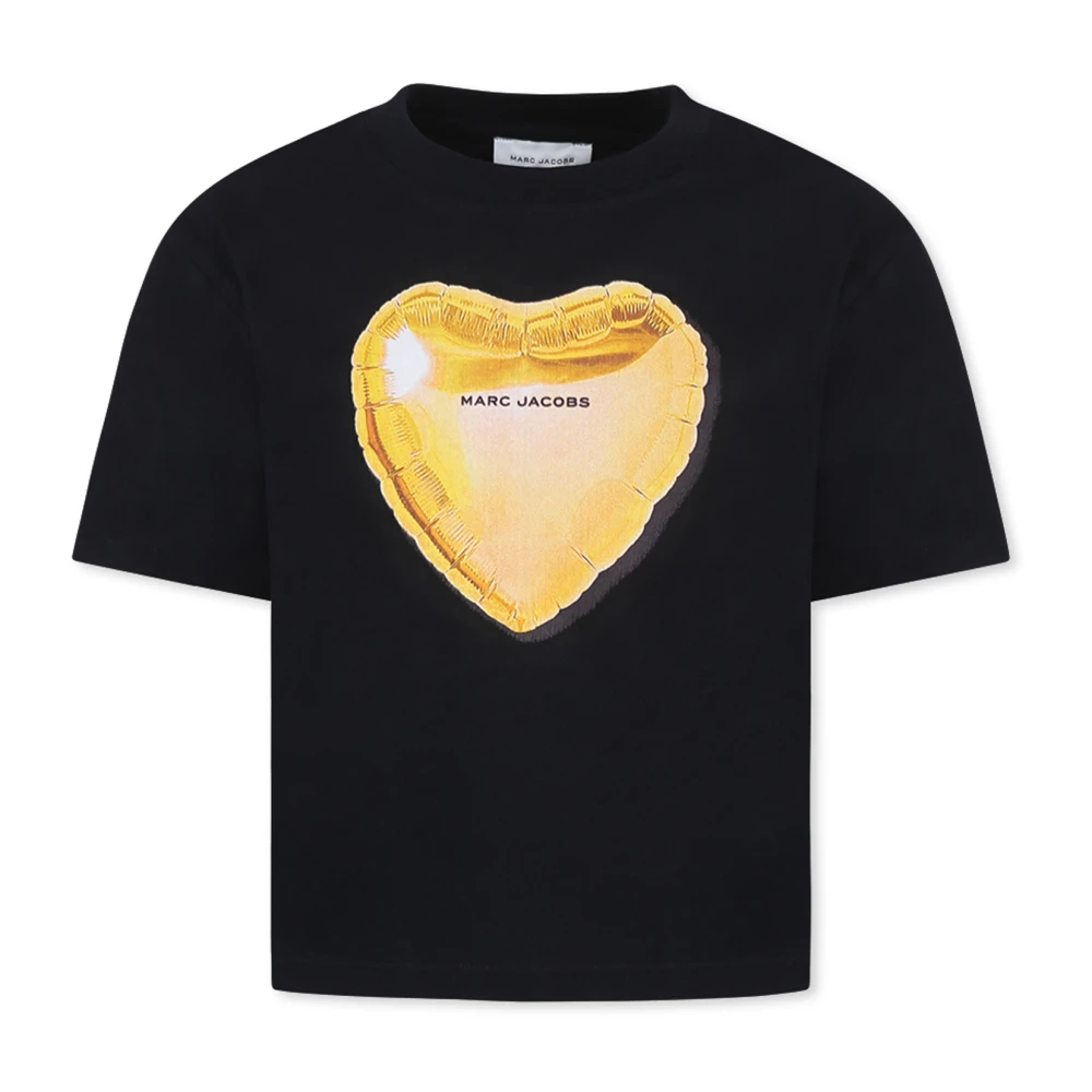 Little Marc Jacobs Svart Bomull T-shirt med Hjärta Logo Black, Unisex