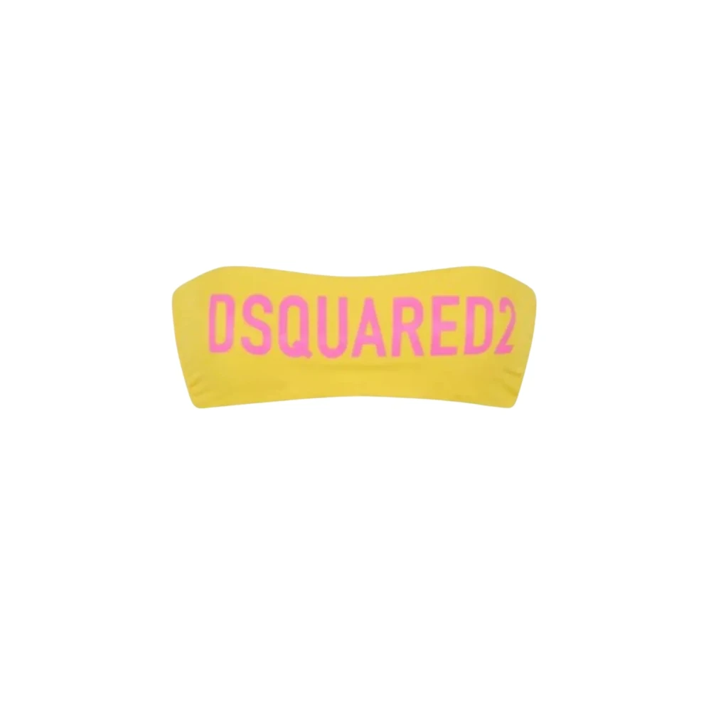 Dsquared2 Gul Bikini Topp med Logoband Yellow, Dam