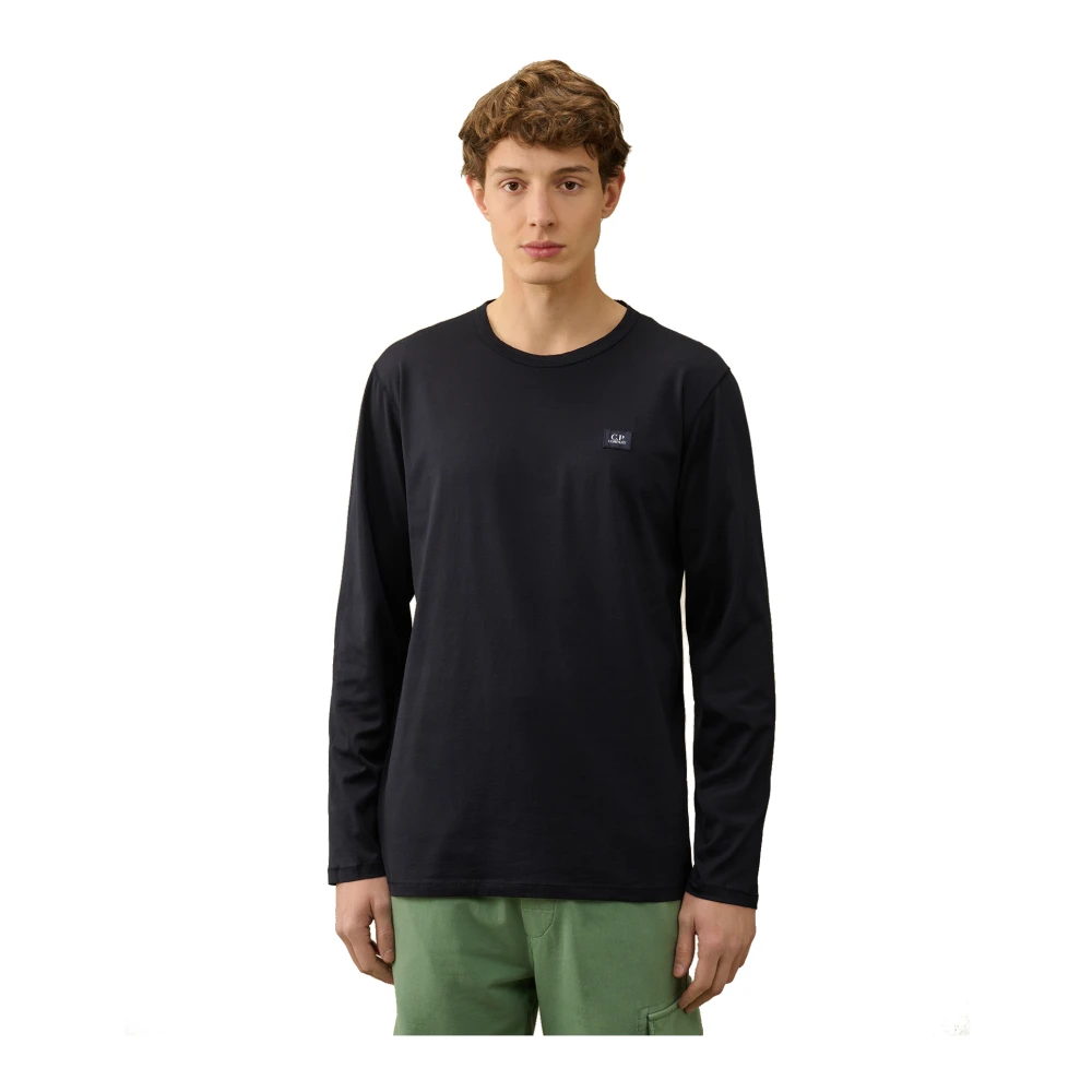 C.P. Company Lange Mouw Logo Print Jersey T-shirt Blue Heren