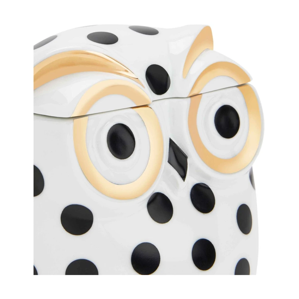 Fornasetti Uilenporseleincontainer met Gouden Accenten White Dames