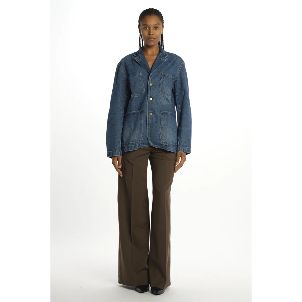 Soeur Blauwe Denim Blazer Jas Blue Dames