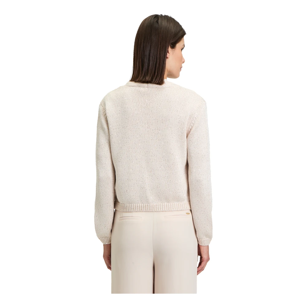 Betty & Co Gebreid vest met pailletten Beige Dames