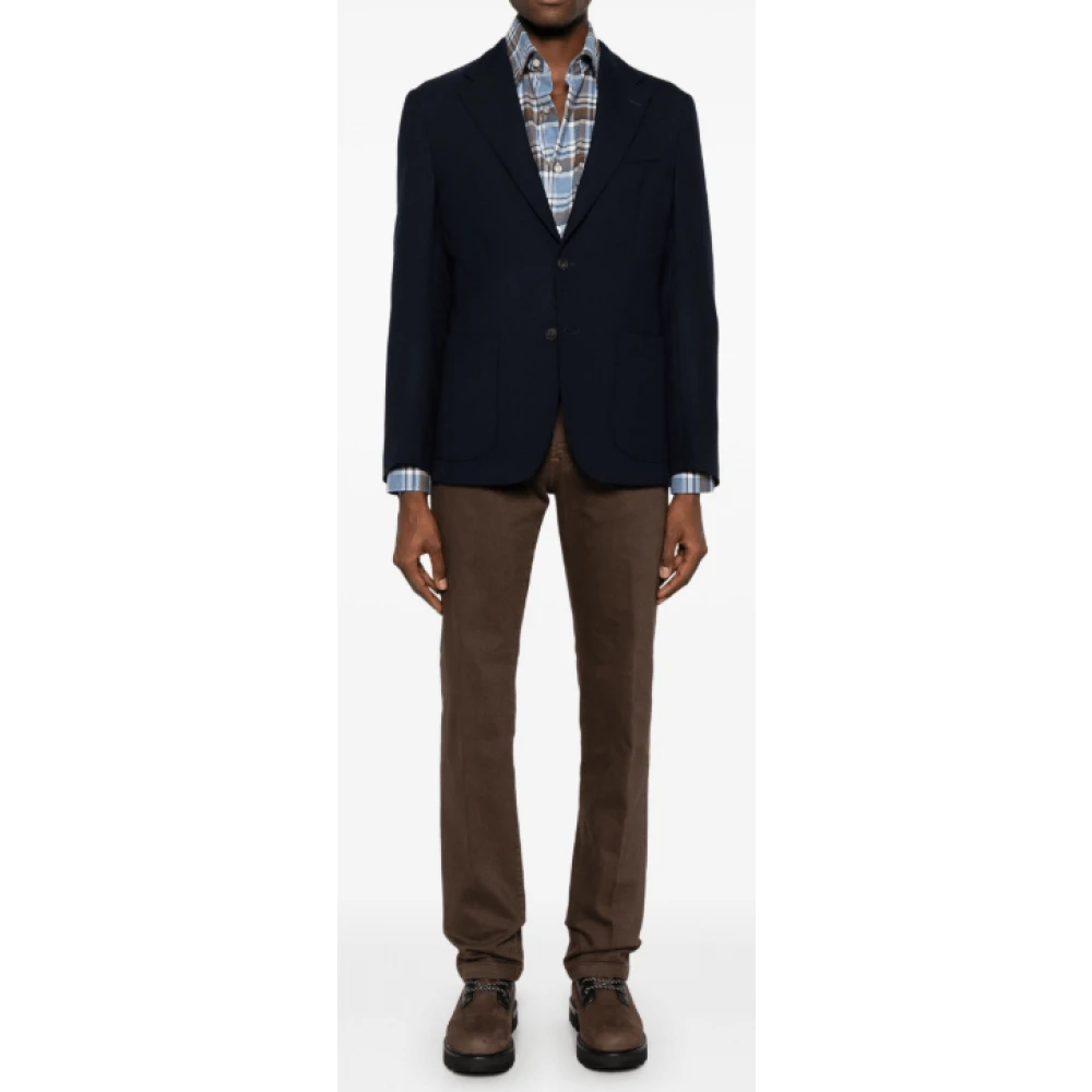 Kiton Lichtblauw Flanellen Shirt met Zakken Blue Heren