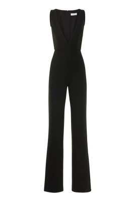Stretch Pebble Crepe Plunge Jumpsuit