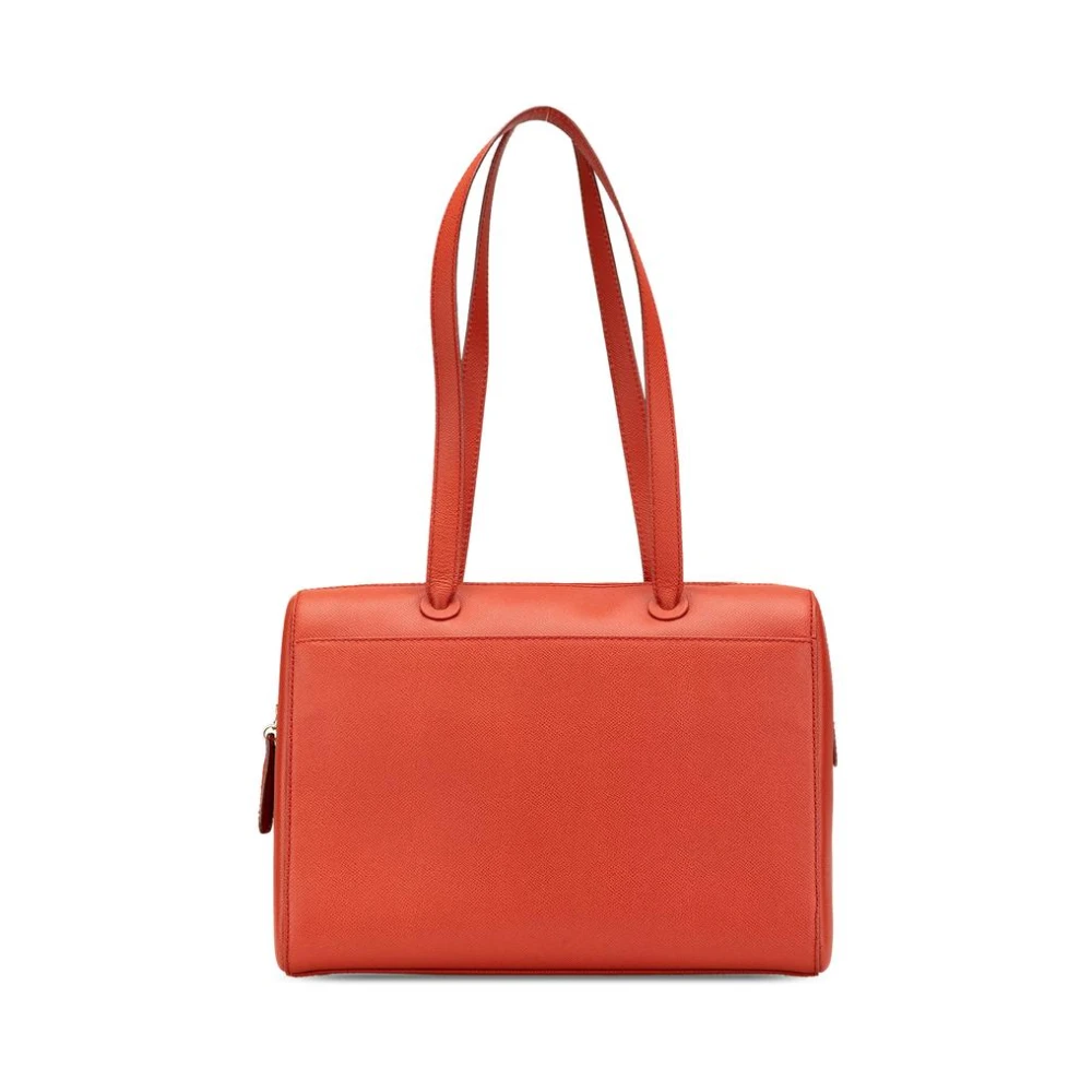 Chanel Vintage Women's Orange Pre-Owned Leather Tote Handbag