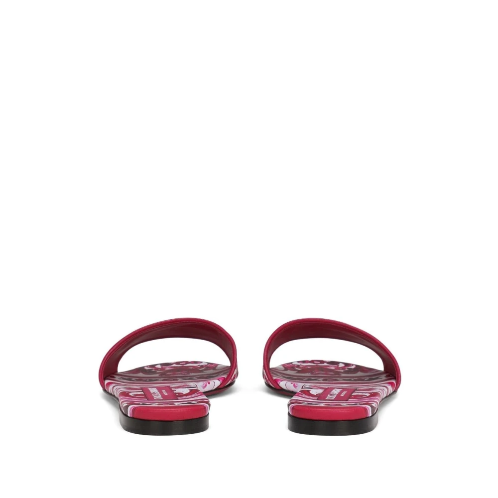 Dolce & Gabbana Fuchsia Majolica Print Platte Slides Pink Dames