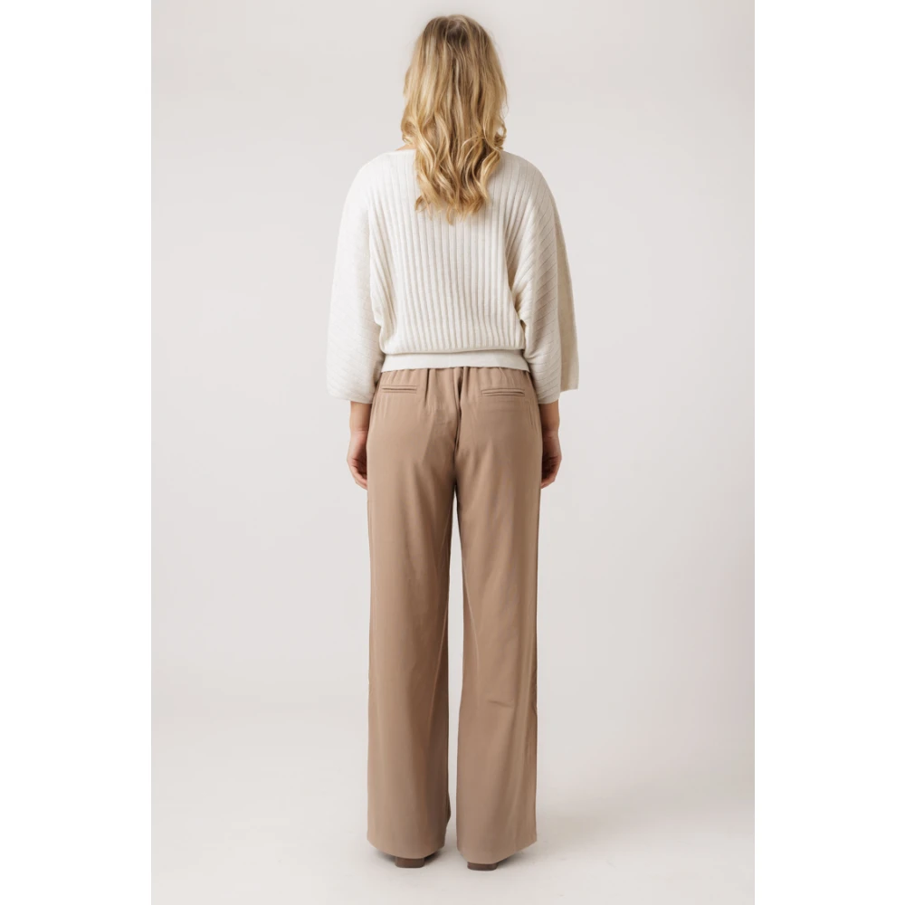 No man's land Ribgebreide Top met Wijde Mouwen White Dames