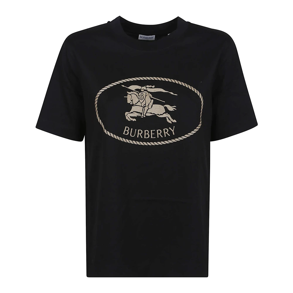 Burberry Women's Black T-Shirts, S, Cotton Crew-Neck T-Shirt