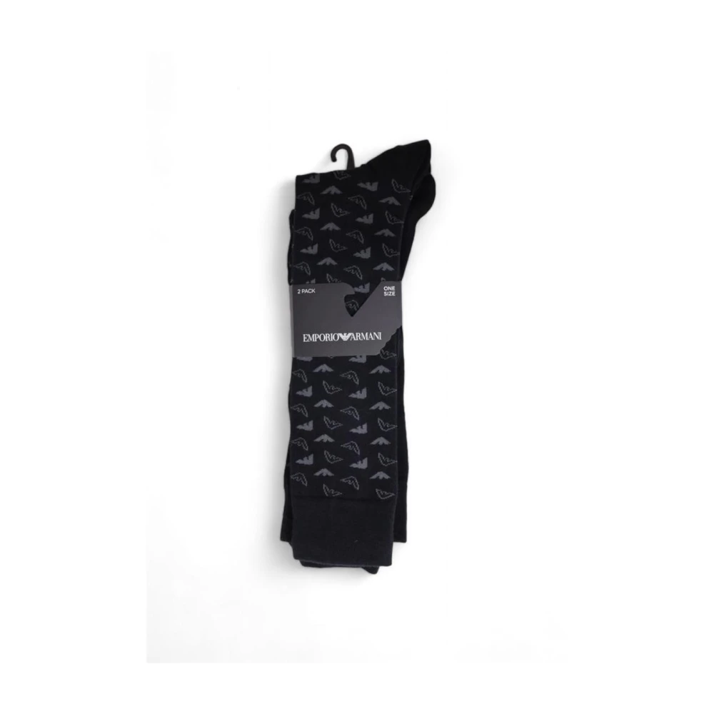 Emporio Armani Adelaar Logo Stijl Katoenen Sokken Black Heren