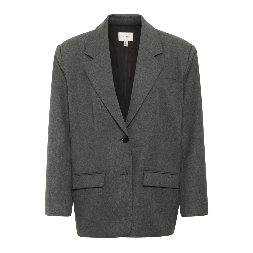 Gestuz Women's Gray Dark Grey Melange Oversized Blazer - Blazers - Xs - Jackets