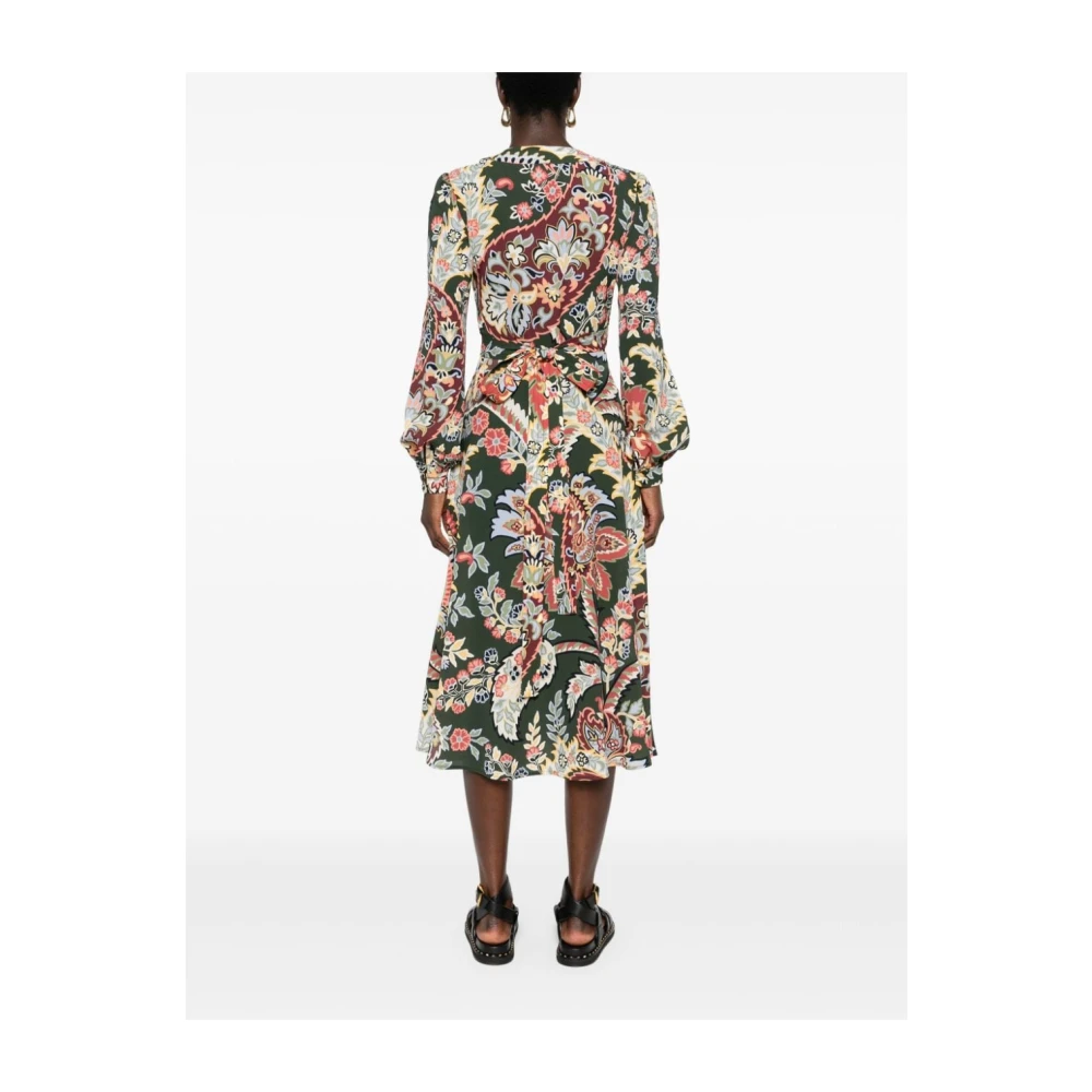 ETRO Bloemen Wrap Jurk Groen Multicolor Dames