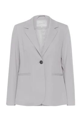 Grå Melange Blazer med Klassisk Krage