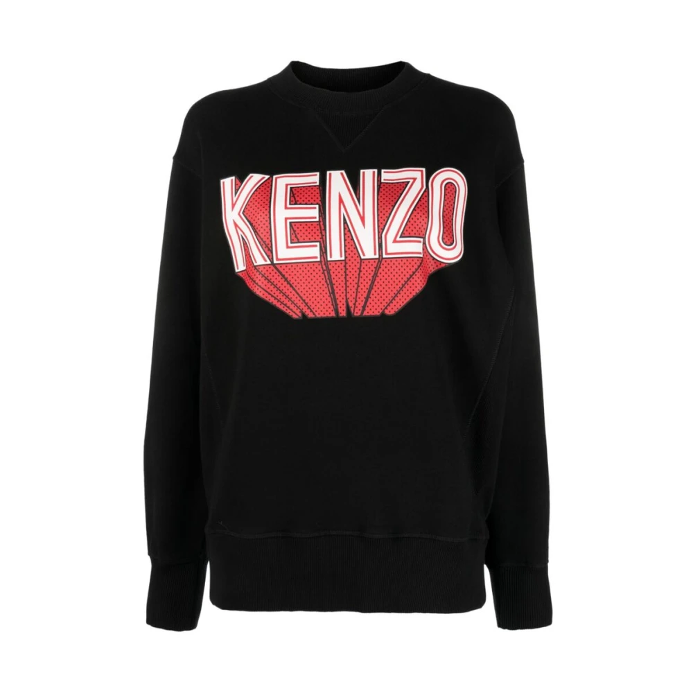 Kenzo Logo Print Katoenen Sweatshirt Black Dames