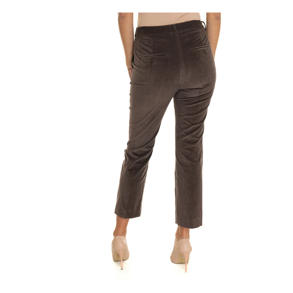 Max Mara Weekend Fluwelen broek met riemlussen en zakken Brown Dames