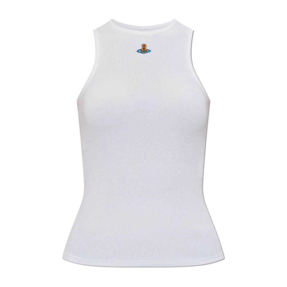 Vivienne Westwood Women's White Sleeveless Tops, L, Top With Z Logo