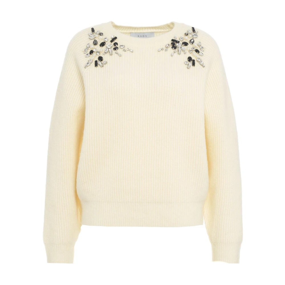 Kaos Witte Gebreide Kleding Aw24 Model Handwas Beige Dames